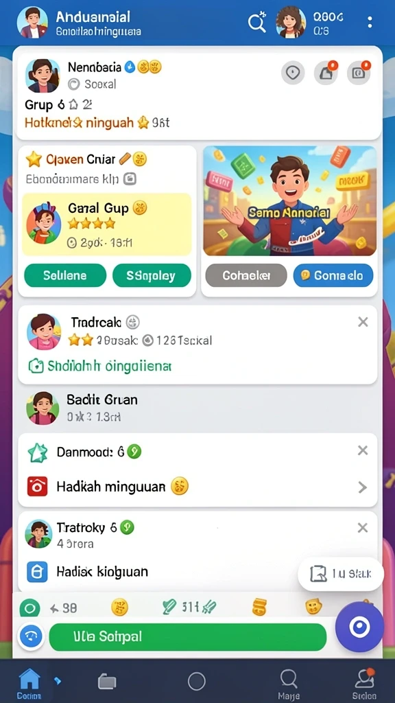 megapetir - Menunjukkan fitur interaksi sosial dengan teman-teman dalam permainan.